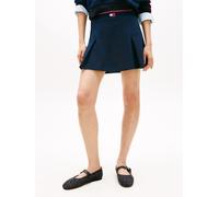 A-Linien-Rock TOMMY JEANS "TJW PIQUE F&F MINI SKIRT", Damen, Gr. L (40), schwarz night navy, Web, Obermaterial: 58% Baumwolle, 42% Polyester, unifarben mit Farbeinsatz, A-Linie mini, Röcke A-Linien-Ro