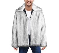 A,M,Herren-Strickjacke aus Kunstpelz mit offener Vorderseite, modischer Reverskragen, Flauschige Parka-Jacke, Winterwärme, Dicker, Flauschiger, pelziger Kurzmantel