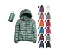 (A-mint Green,Large)A-womens Casual Lightweight Hooded Down Jacket Packable Puffer Coats Ultra Light Weight Short Down Jacket With Storage Bag