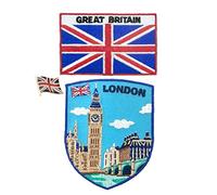A-ONE 3 Stück London Big Ben Stickerei + England-Flagge Patch und Anstecknadel, Uhrenturm-Patch, Londoner Wahrzeichen-Applikation, Vintage-Patch, zum Aufnähen auf Jeans, Jacken, Hemden