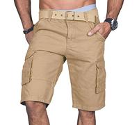 A.Salvarini Stylische Herren Cargo Short inkl. Gürtel Sommer Bermuda Kurze Hose Army Shorts AS-037 [AS-037-Beige-W38]