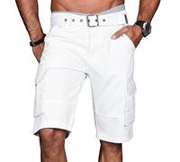 A.Salvarini Stylische Herren Cargo Short inkl. Gürtel Sommer Bermuda Kurze Hose Army Shorts AS-037 [AS-037-Weiss-W30]