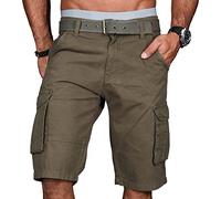 A.Salvarini Stylische Herren Cargo Short inkl. Gürtel Sommer Bermuda Kurze Hose Army Shorts AS-037 [AS-037-Grün-W30]
