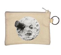 A Trip to The Moon Man in The Moon Space Rocket Schlüsselanhänger Münzbörse Beige