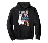 A Whole Llama Learning Going On Book Reading School Llama Pullover Hoodie