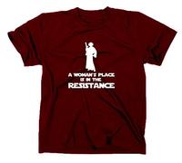 A Woman's Place is In The Resistance T-Shirt, XL, Maroon