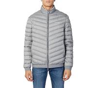 A｜X ARMANI EXCHANGE Herren Daunenjacke mit Reißverschluss, Milano/New York Logo Daunenalternative Mantel, Melange Grey/Navy, L