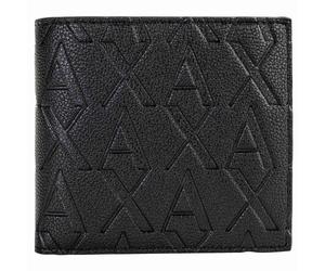 A|X ARMANI EXCHANGE Herren Geldbörse - Liam Bifold, Kunstleder, Allover-Logo, 9x11x2cm (HxBxT) Schwarz / One Size One size Schwarz