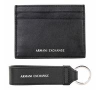A|X ARMANI EXCHANGE Herren Kartenetui und Schlüsselanhänger - Geschenkset, Echtleder, 17,8x19x2,3cm (HxBxT) Schwarz / One Size One size Schwarz