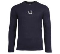 A|X ARMANI EXCHANGE Herren Langarmshirt - Longsleeve, Rundhals, Logo, Baumwolle L Blau