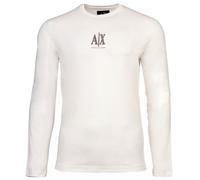 A|X ARMANI EXCHANGE Herren Langarmshirt - Longsleeve, Rundhals, Logo, Baumwolle L Weiß