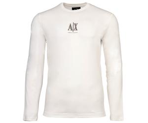 A|X ARMANI EXCHANGE Herren Langarmshirt - Longsleeve, Rundhals, Logo, Baumwolle XL Weiß