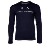 A|X ARMANI EXCHANGE Herren Langarmshirt - Longsleeve, Rundhals, Logo, Cotton XL Blau