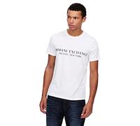 A?X Armani Exchange Herren Short Sleeve Milan New York Logo Crew Neck T-Shirt, Weiss/opulenter Garten, XX-Large