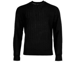 A|X ARMANI EXCHANGE Herren Strickpullover - Rundhals, Allover-Wellenmuster, Wollmischung, Regular Fit Schwarz / 2XL XXL Schwarz