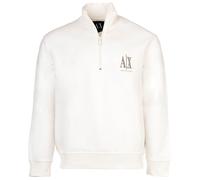 A|X ARMANI EXCHANGE Herren Sweatshirt mit Stehkragen und Half-Zip - Logo, Baumwoll-Mix M Weiß