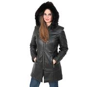 A1 FASHION GOODS Damen Gesteppte Parka Leder Mantel 3/4 Lang Puffer Gepasst Mit Kapuzenjacke - Kelly (XXL - EU 44)