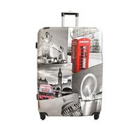 A1 FASHION GOODS Hartschalenkoffer mit Londoner Wahrzeichen-Druck, 4 Räder, Gepäck mit Schloss, erweiterbare Reisetaschen, mehrfarbig, Large 29" Check-in Size, Koffer
