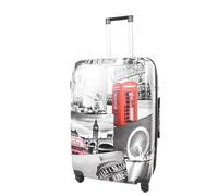 A1 FASHION GOODS Hartschalenkoffer mit Londoner Wahrzeichen-Druck, 4 Räder, Gepäck mit Schloss, erweiterbare Reisetaschen, mehrfarbig, Medium 25" Check-in Size, Koffer