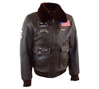 A1 FASHION GOODS Herren-Flugjacke aus echtem Leder, G-1-Stil, Rub-Off-Bomber, Maverick, Braun, braun, M