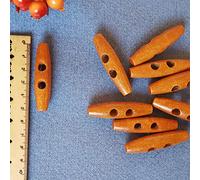 A2 6 Stück 50mm Holzknöpfe, Knöpf aus Holz, Knebel Toggle Oval Holz Knöpfe, Braun/Rot, Naturknöpfe