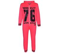 A2Z 4 Kids Baumwoll-Einteiler Für Kinder, Brooklyn Pyjama, Loungewear - Brooklyn Onesie Neon Pink 5-6