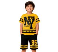 A2Z 4 Kids Jongens Meisjes T-shirt Korte Set - NY Shorts Set Yellow 9-10