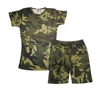 A2Z 4 Kids Jungen T-Shirt Oberteil Shorts Set Camouflage Kontrast Panel Kurze - Shorts Set 486 Camo Green 5-6
