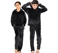 A2Z 4 Kids Kinder Warm Vlies Twosie Mit Kapuze Pyjama - PJS 215 Black 5-6