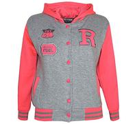 A2Z 4 Kids Mädchen Baseball Kapuzen Grau & Neon Rosa R Mode NYC/FOX - B.B Grey Neon Pink_5-6