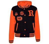 A2Z 4 Kids Mädchen Baseball Kapuzen Schwarz & Neon Orange R Mode NYC/Fox Jacke Varsity Stil Mantel Lang Ärmel Beiläufig Mode Geschenke Alter 2-13 Jahre