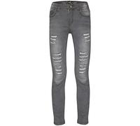 A2Z 4 Kids Mädchen Denim Ripped Jeans Komfort Skinny Strecken Jeans Lightweight - Girls Jeans JN28 Grey 5-6