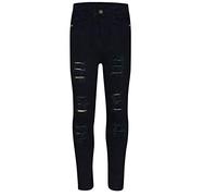 A2Z 4 Kids Mädchen Denim Ripped Jeans Komfort Skinny Strecken Jeans Lightweight - Girls Jeans JN28 Jet Black 5-6
