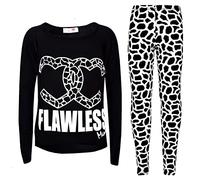 A2Z 4 Kids Mädchen Makellos Bedruckt Modisch Top - Flawless Top Black 9-10