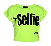 A2Z 4 Kids Mädchen #Selfie Crop Top Aktiv Kurzarm T Shirts Leicht - #Selfie Crop Top Neon Green 5-6