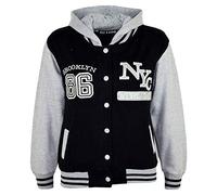 A2Z 4 Kids Unisex Kinder Mädchen Jungen Baseball Bequem NY ATHLETIC - NY Jacket Black 5-6