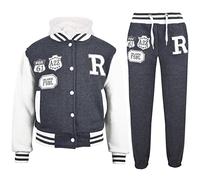 A2Z 4 Kids® Unisex Kinder Mädchen Jungen Mit kapuze Baseball Trainingsanzug - B.B Tracksuit Charcoal 11-12.