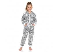A2Z 4 Kinder Mädchen Jungen Leopard Schnee Kostüm Jumpsuits Weich Plüsch Vlies Playsuit - E.Soft Leopard Snow 5-6