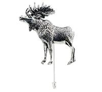 A47 Stehender Elch aus feinem englischen Zinn Motiv auf einer Krawattennadel für Hut, Schal, Kragen, Mantel