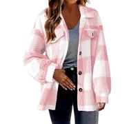 AACH Cardigan Damen Kariert Strickjacke Warm Reverskragen Plüschjacke Winter Locker Fleecejack Langarm Übergroßes Strickmantel Slim Fit Temperament Wintermantel Elegant Einreihige Pullover