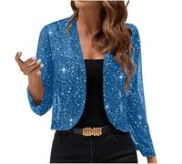 AACH Damen Glitzer Cardigan Elegant Festliche Oberteile Party Bolero Jacke Leicht Pailletten Bolerojacke Festliche Schulterjacke Offene Vorderseite Strickjacke Durchsichtig Langarm Kurzjacke