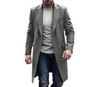 AACH Mantel Herren Wolle Wintermantel Mittellang Warme Winterjacke Elegant Slim Fit Wollmantel Business Freizeit Herrenmantel Winter Einfarbig Trenchcoat Knöpfen Revers Wolljacke mit Taschen