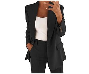 AACH Oversize Blazer Damen Langärmelige Anzugjacke Geschnittener Jackett Lässig Große Größe Trachtenblazer Elegant Passform Übergangsjacke Einfache Trendiges Blazerjacke Revers Mantel