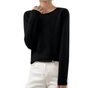 AACH Pullover für Damen Winter Strickpullover Langarm Gestrickte Pulli Rundhals Warm Winterpullover Basic Einfarbig Strickpulli Leicht Strick Pullis Baumwoll Elegant Vielseitige Sweater