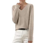 AACH Pullover für Damen Winter Strickpullover Langarm Gestrickte Pulli Rundhals Warm Winterpullover Basic Einfarbig Strickpulli Leicht Strick Pullis Baumwoll Elegant Vielseitige Sweater
