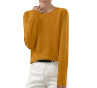 AACH Pullover für Damen Winter Strickpullover Langarm Gestrickte Pulli Rundhals Warm Winterpullover Basic Einfarbig Strickpulli Leicht Strick Pullis Baumwoll Elegant Vielseitige Sweater