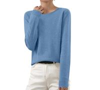 AACH Pullover für Damen Winter Strickpullover Langarm Gestrickte Pulli Rundhals Warm Winterpullover Basic Einfarbig Strickpulli Leicht Strick Pullis Baumwoll Elegant Vielseitige Sweater