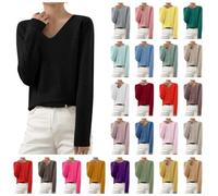 AACH Pullover für Damen Winter Strickpullover Langarm Gestrickte Pulli Rundhals Warm Winterpullover Basic Einfarbig Strickpulli Leicht Strick Pullis Baumwoll Elegant Vielseitige Sweater