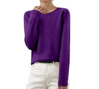 AACH Pullover für Damen Winter Strickpullover Langarm Gestrickte Pulli Rundhals Warm Winterpullover Basic Einfarbig Strickpulli Leicht Strick Pullis Baumwoll Elegant Vielseitige Sweater