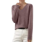AACH Pullover für Damen Winter Strickpullover Langarm Gestrickte Pulli Rundhals Warm Winterpullover Basic Einfarbig Strickpulli Leicht Strick Pullis Baumwoll Elegant Vielseitige Sweater